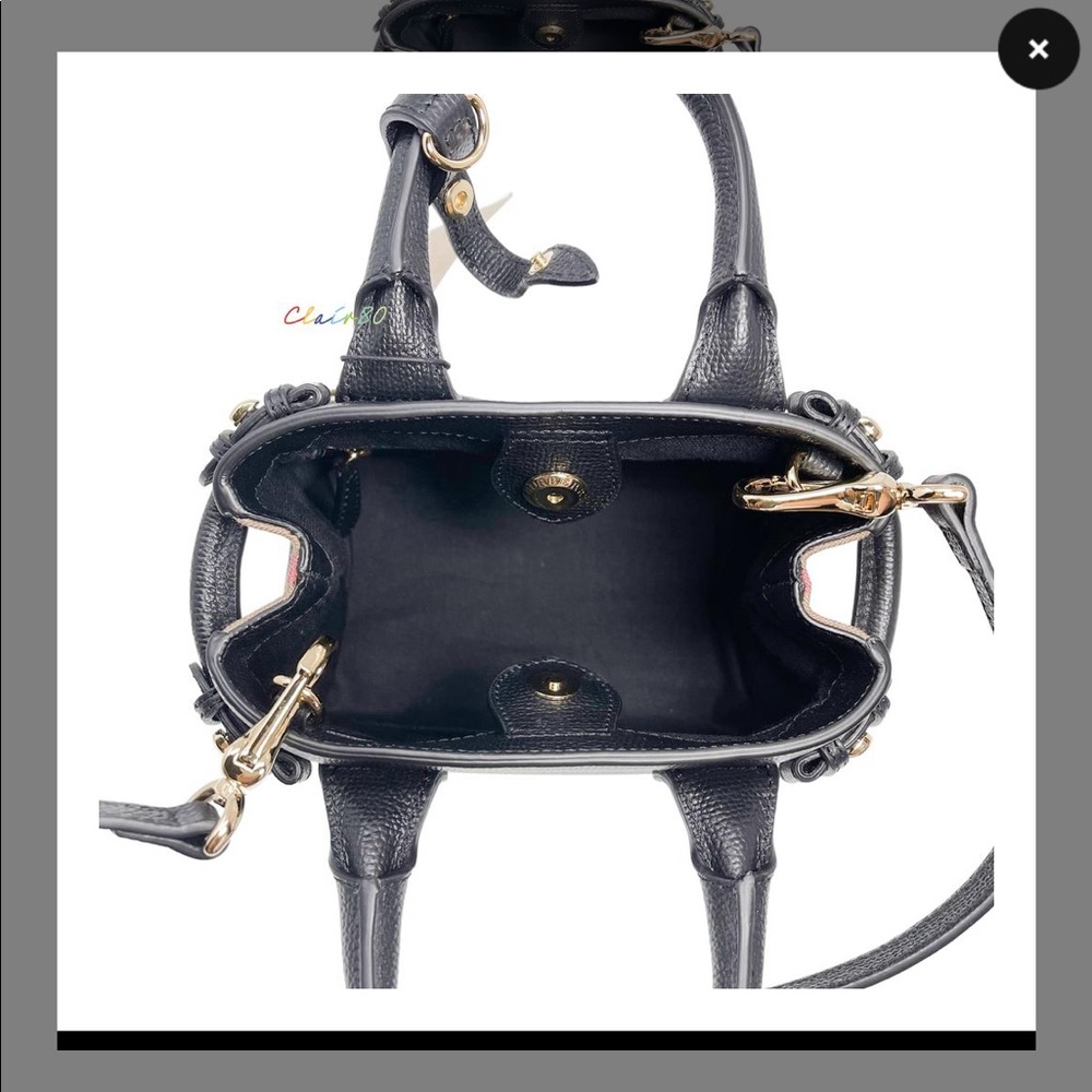 Burberry Mini Banner Black Leather Cross Body Bag - Picture 4 of 5